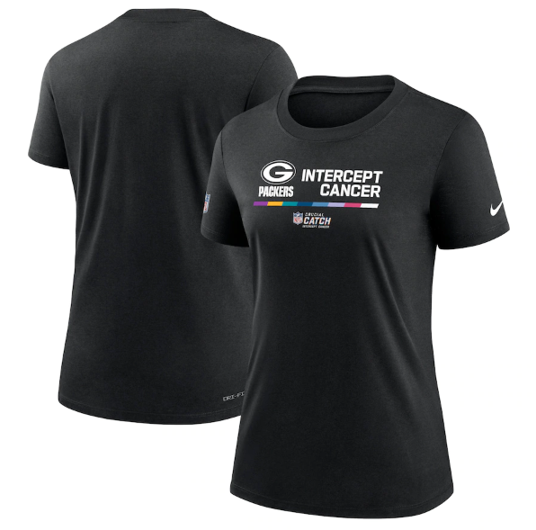 Women's Green Bay Packers 2022 Black Crucial Catch Performance T-Shirt(Run Small)